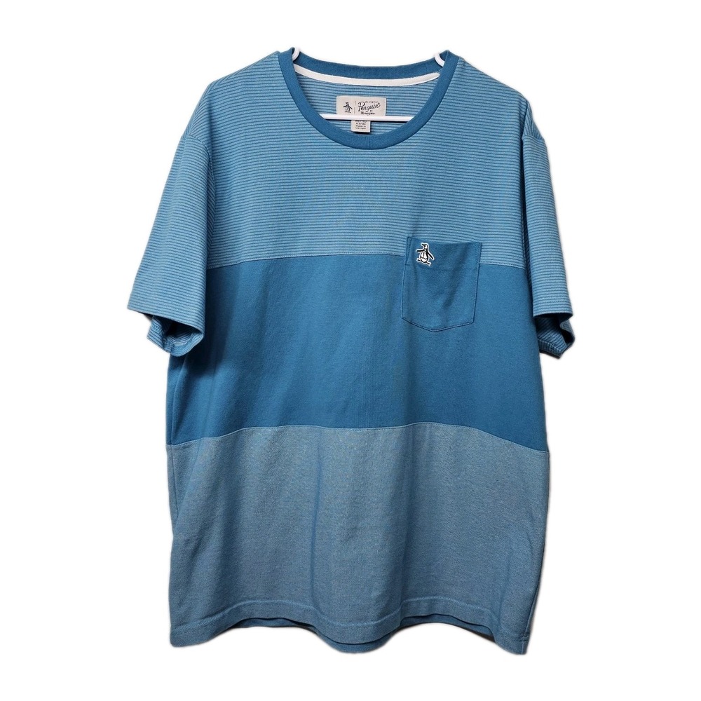 Original Penguin Munsingwear‎ Mens 2XL XXL Pocket T-shirt Blue Cotton Blend